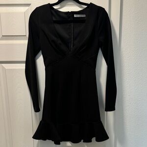 Aritzia Black Long Sleeve Dress with Ruffle Hem